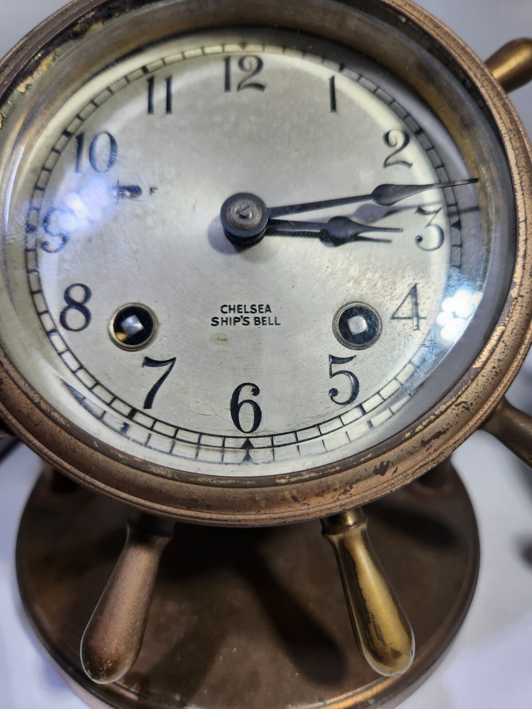 Chelsea Brass Ship Clock and Barometer Clock Set , Clock is Working
