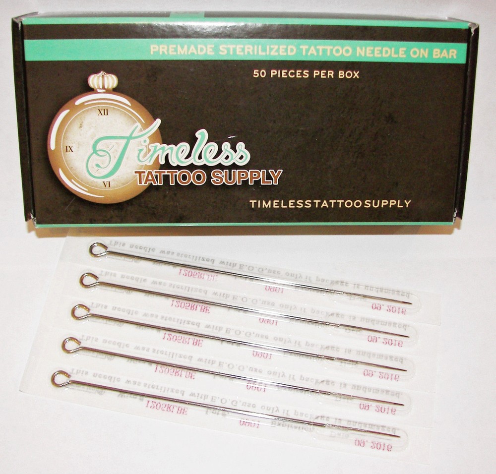 50 Professional Tattoo Needles 5 MAG flat Traditional Sterilized US DIST
