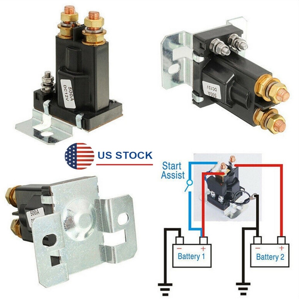 12V 500A Dual Battery Isolator Relay Start Cut Off Power Switch Controller New