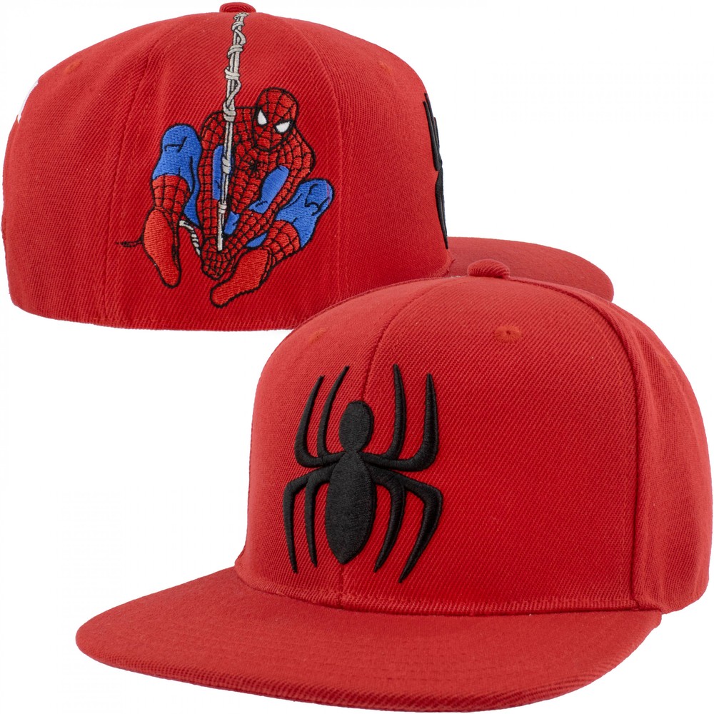 Spider-Man Web Swinging Snapback Hat Red