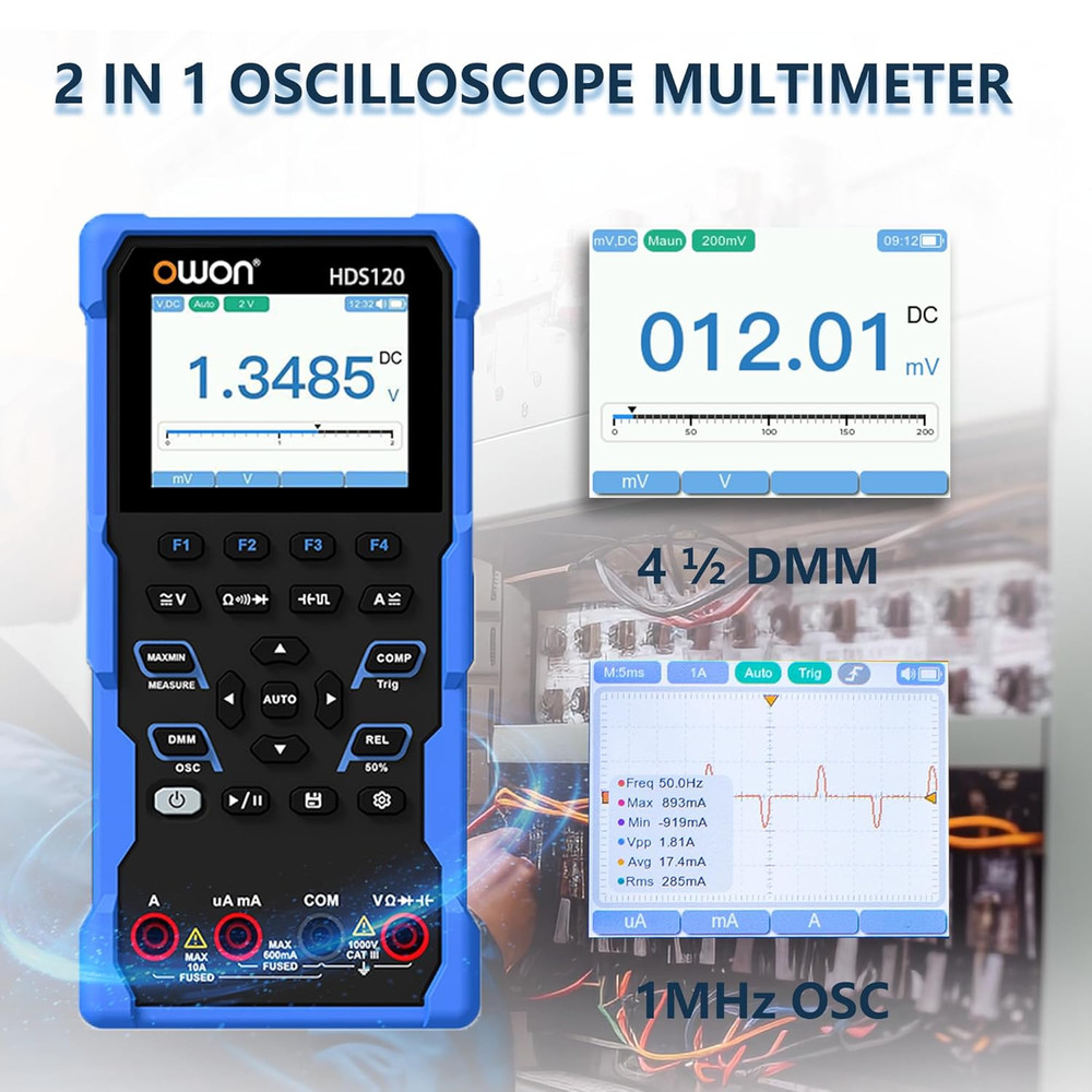2-in-1 Oscilloscope Multimeter 1MHz Bandwidth Handheld Lab Tester