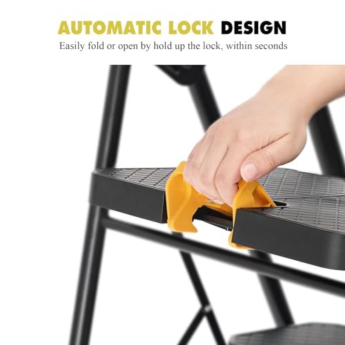 4 Step Ladder with Tool Platform, 4-Step with Tool Platform Black&yellow