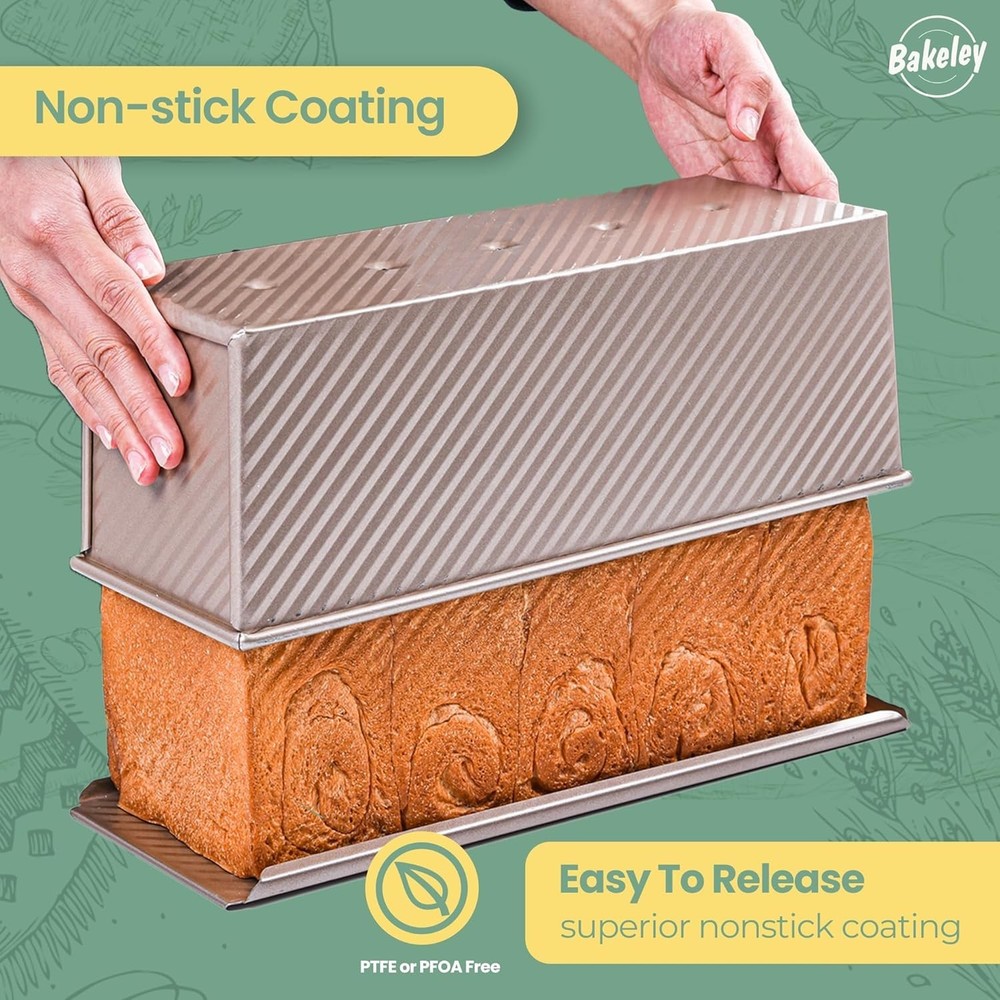 Versatile 2.2Lb Pullman Loaf Pan with Lid - Create Perfect Bread & Cakes