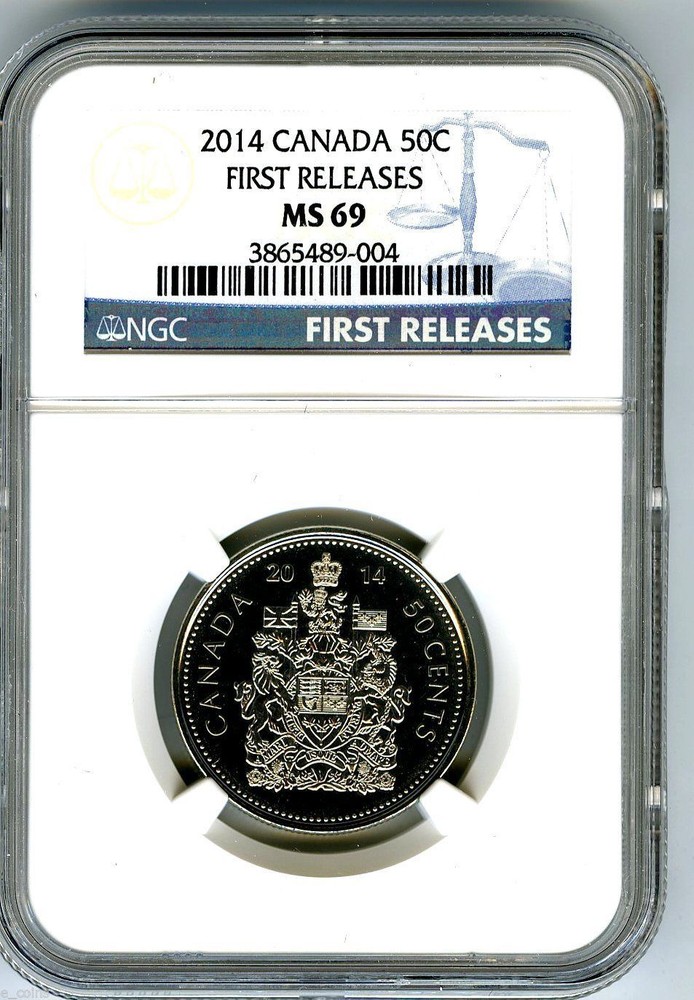 2014 CANADA 50 CENT HALF DOLLAR NGC MS69 FIRST RELEASES... SUPER RARE !!