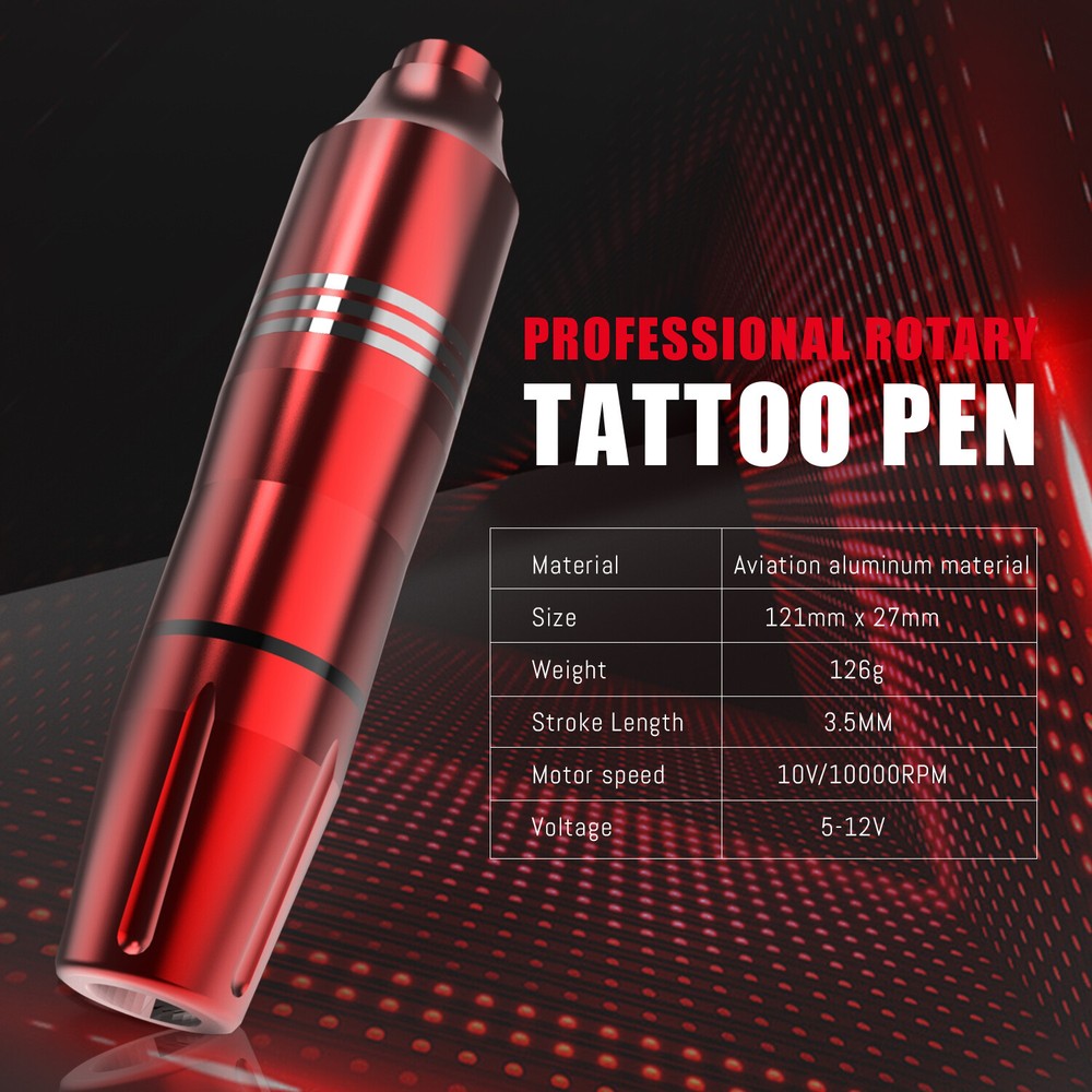 Beginner Wireless Coreless Motor Tattoo Gun Machine Pen Ink Needle Kit 1200mAh