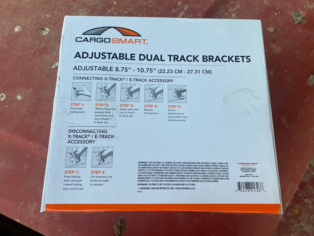 Cargo Smart E Track Adjustable Dual Track Brackets. New