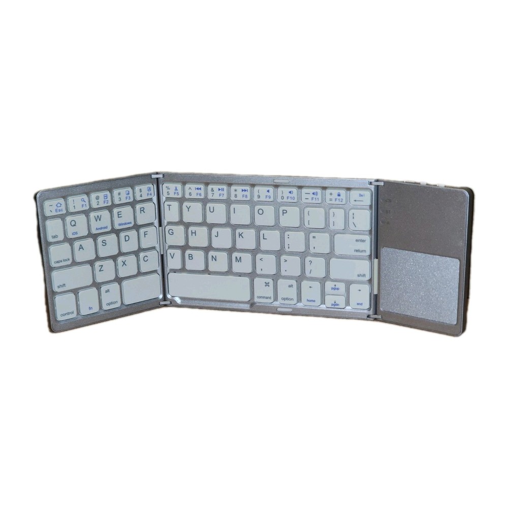 Universal Bluetooth Wireless Folding Keyboard w/Touchpad SILVER Mini Portable