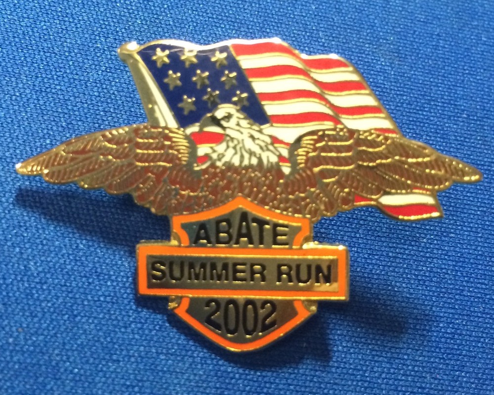 ABATE SUMMER RUN 2002 Eagle & Flag Lapel Hat Screw back  Pin    [D]