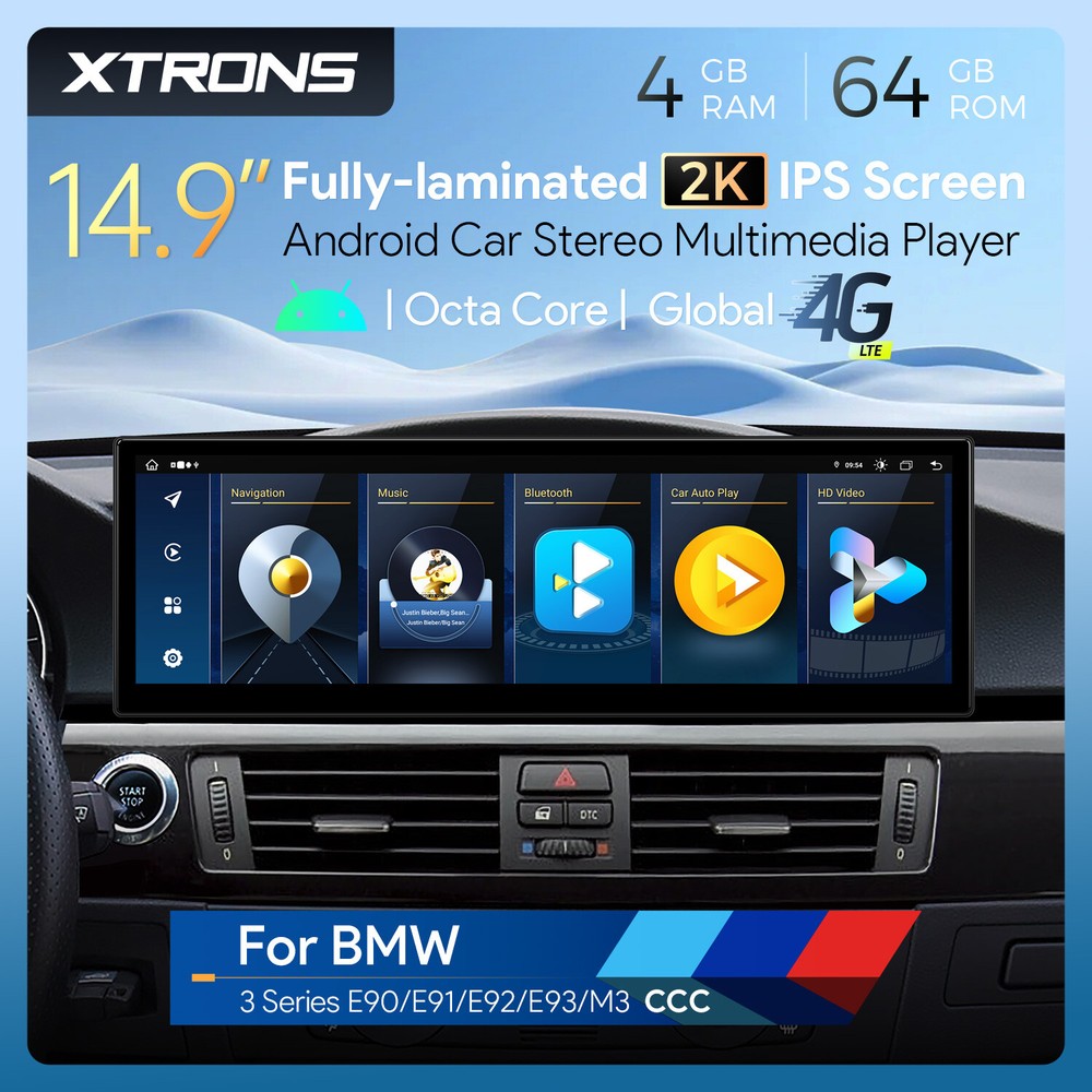 14.9" CarPlay 4G LTE Android Octa-Core Car GPS Stereo For BMW E90 E91 E92 CCC