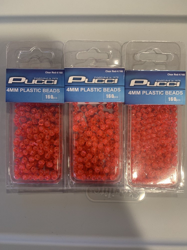 3 Packs Pucci 4mm Beads Clear Red