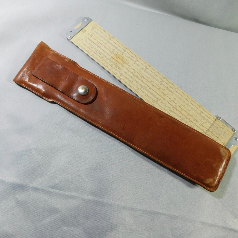 Pickett & Eckel Inc Slide Ruler Model 4 1949 Vector Hyperbolic Log Leather Case