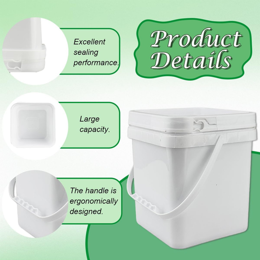 12 Stackable 1 Gallon Buckets with Lids for Food Storage & Cleaning Use