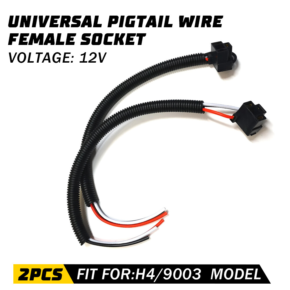 H4 9003 HB2 Female Socket LED Replacement Headlight Connector Wire Harness Plug