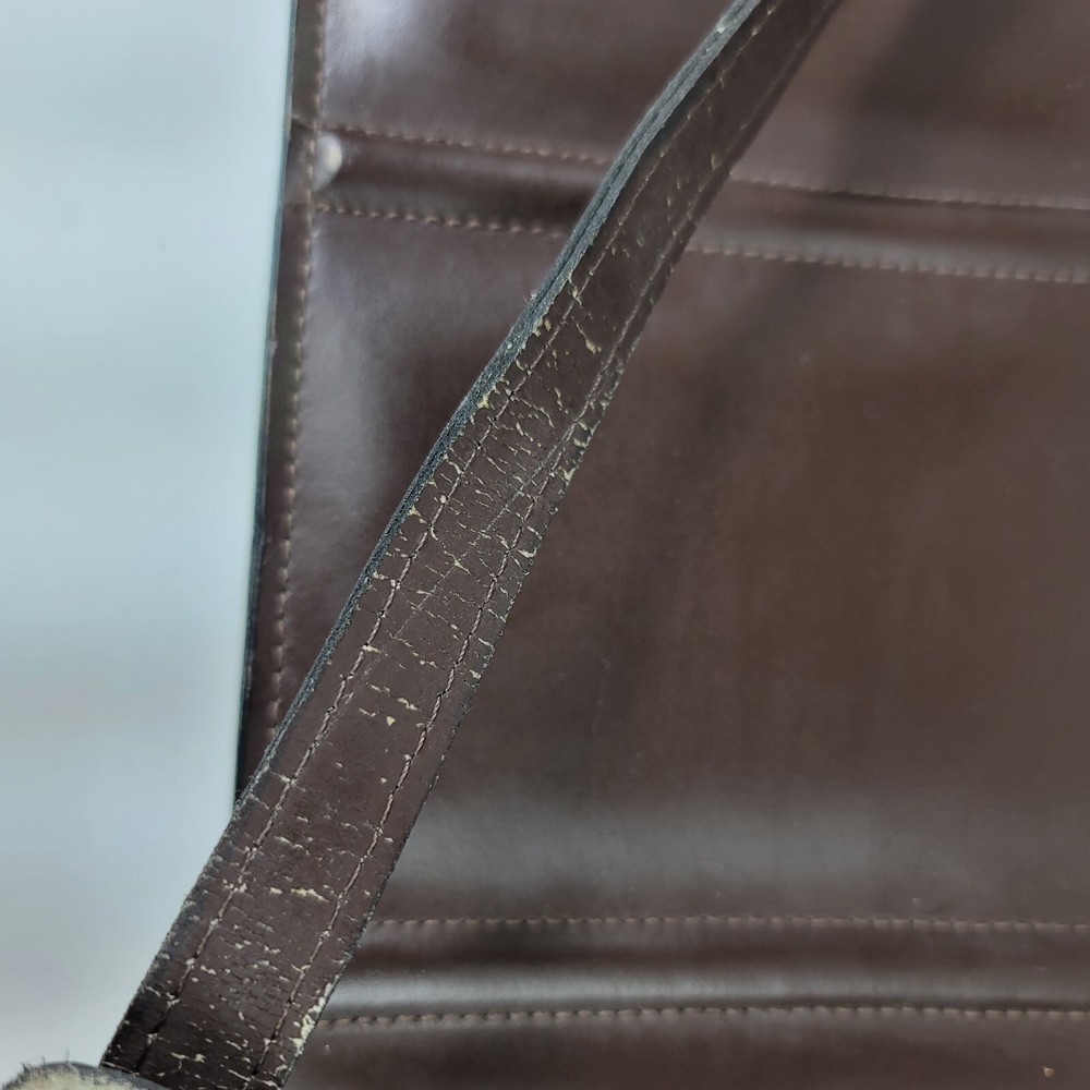 Belle Cadeaux In Brief Brown Leather Briefcase Detachable Strap Collapse Handles
