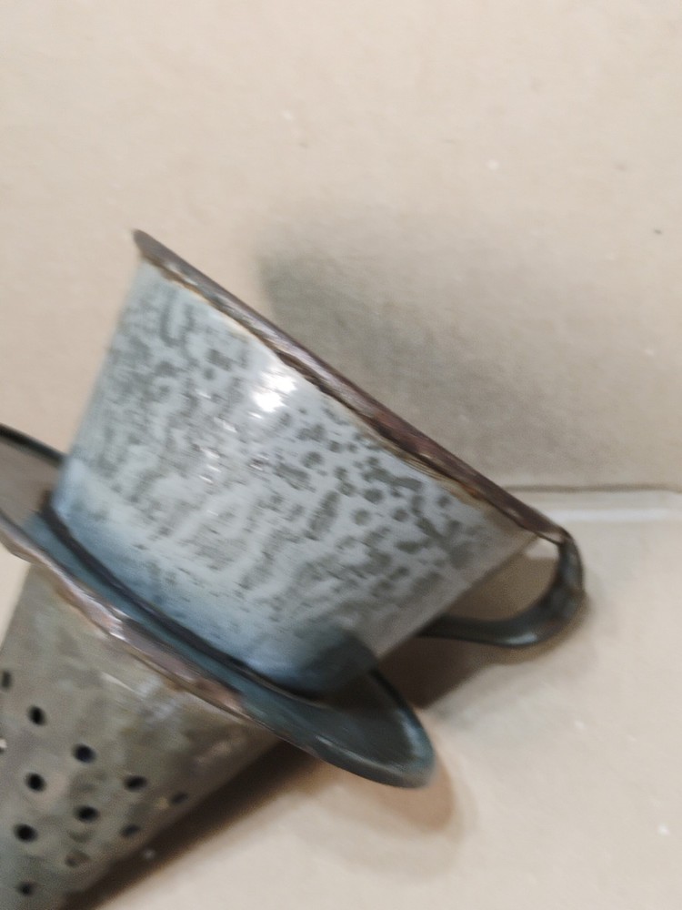 Vintage / Antique Witches Hat Enamelware Graniteware Strainer