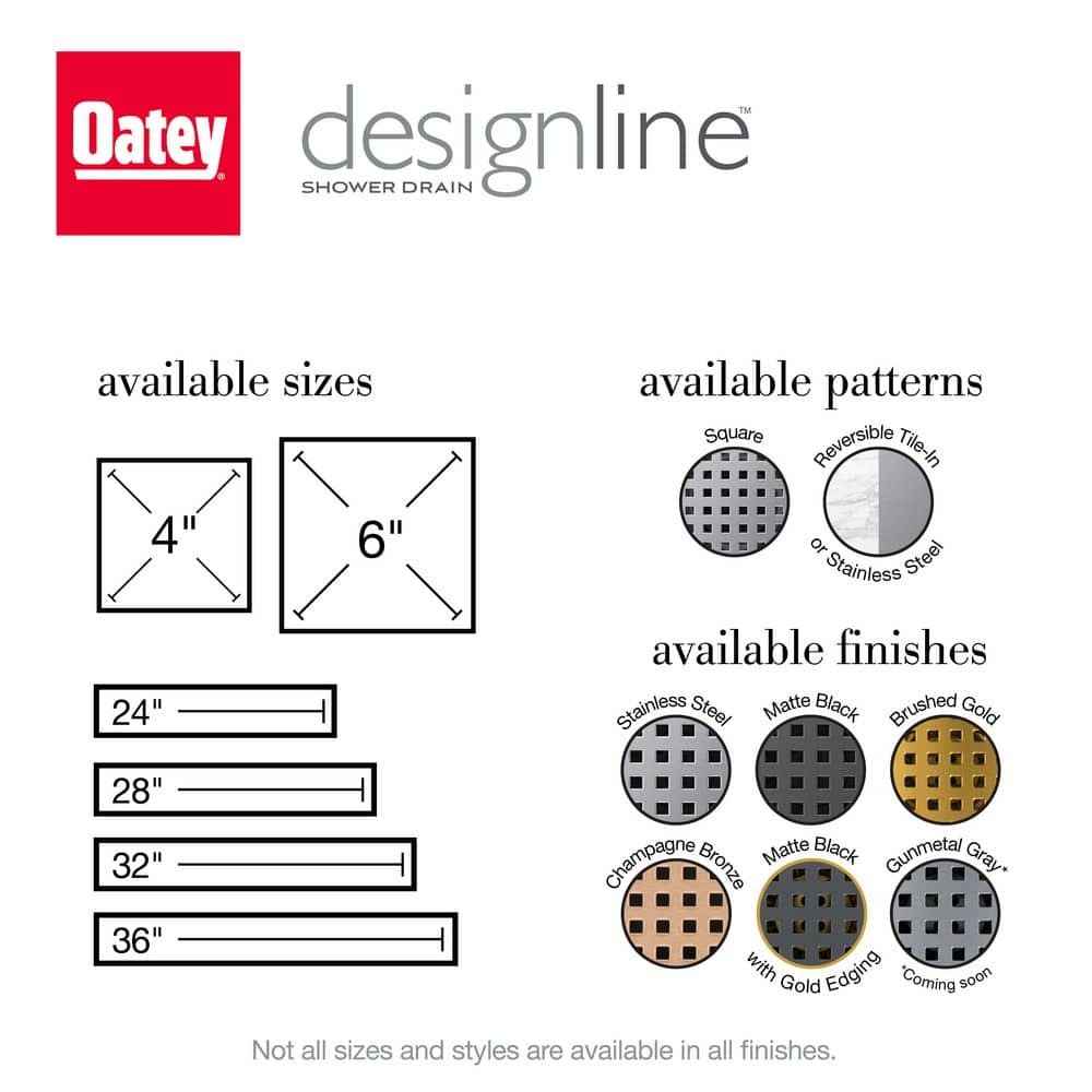 Oatey Designline 24 in. Stainless Steel Linear Shower Drain with Square Pattern