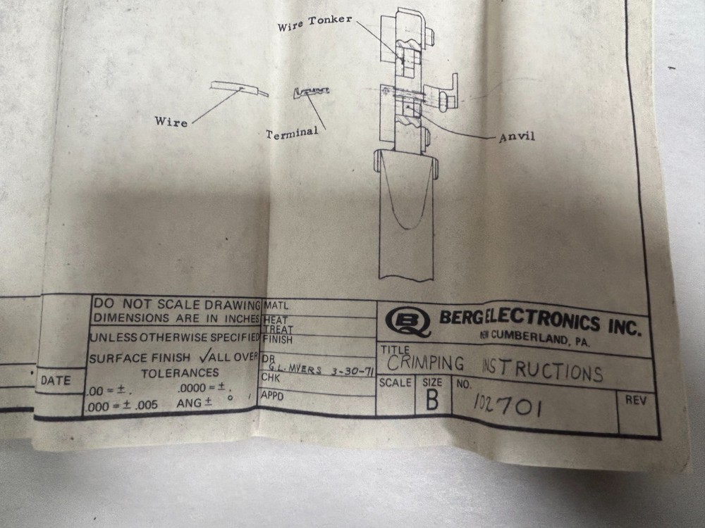 Vtg Berg Model HT 48 Electronics Crimping Tool Crimper (A20)