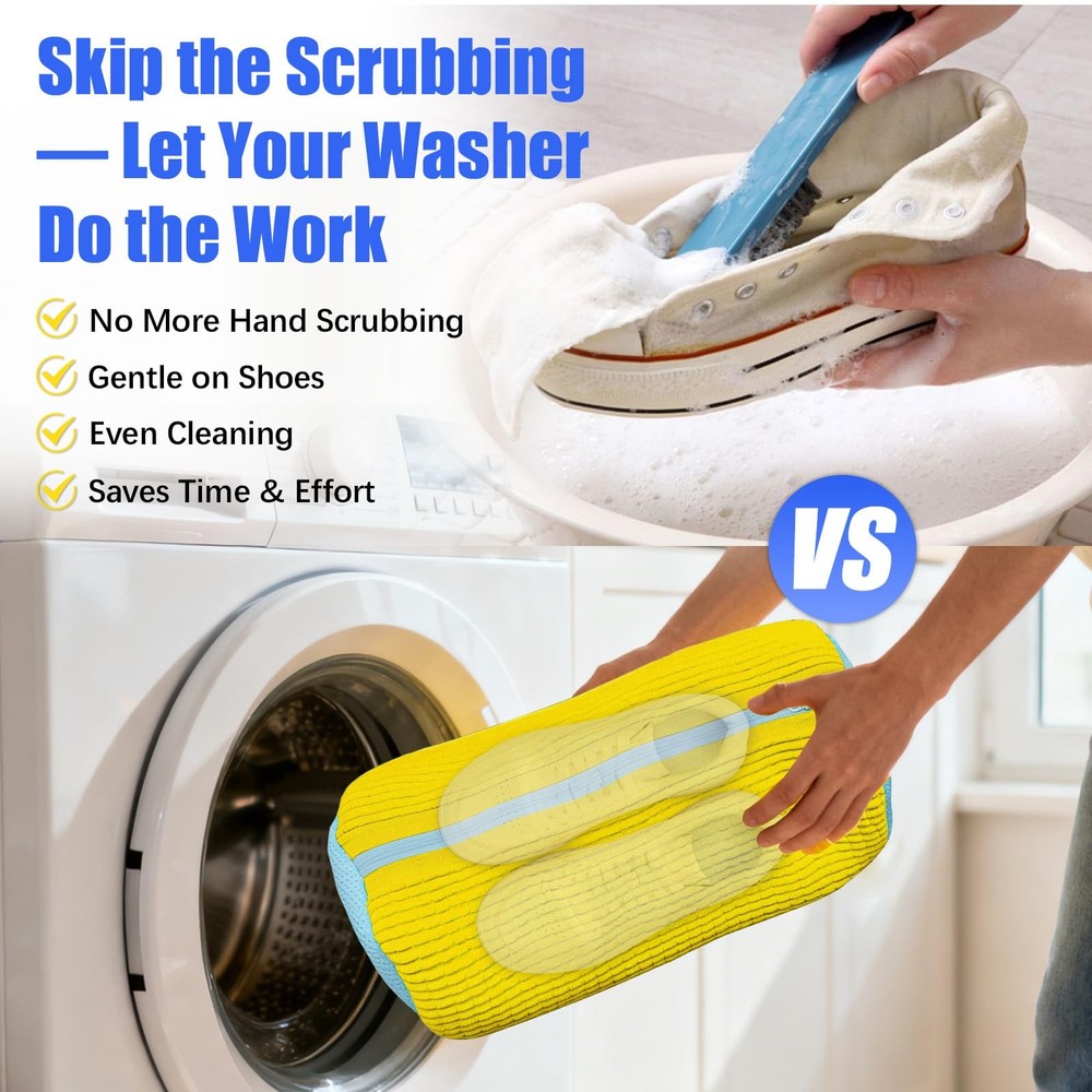 NexSphere Shoe Washing Machine Bag (2 Pack) – Reusable Yellow
