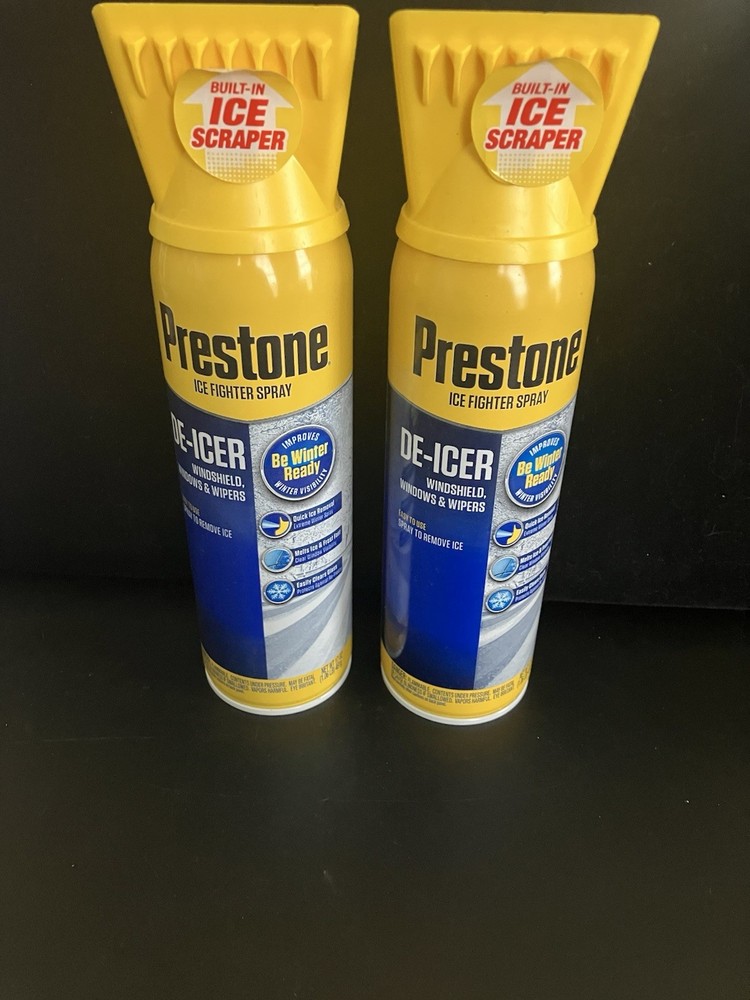2 Pack-PRESTONE Windshield De-Icer-Spray Canister (17 oz.) Built In Ice Scraper