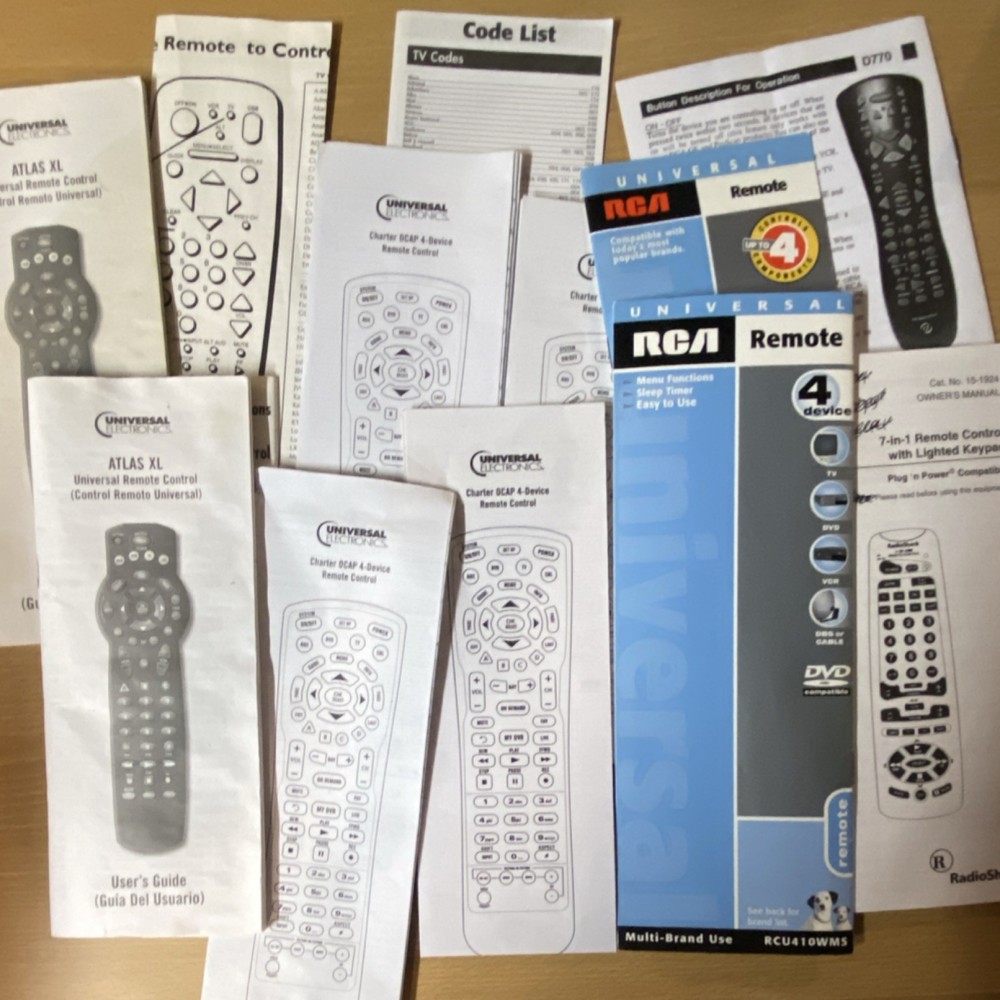 Remote Control Manuals Assorted Universal Electronics RCA
