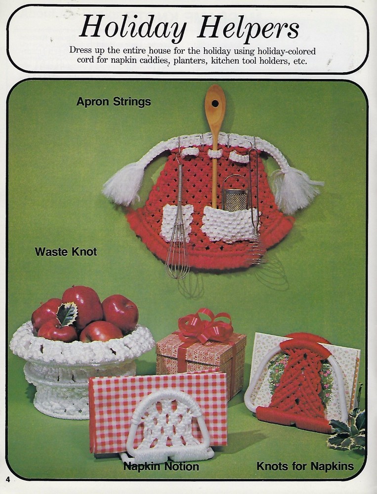 Macrame Necessities Kitchen Bath Organizers Towel Holder Patterns Book #7421