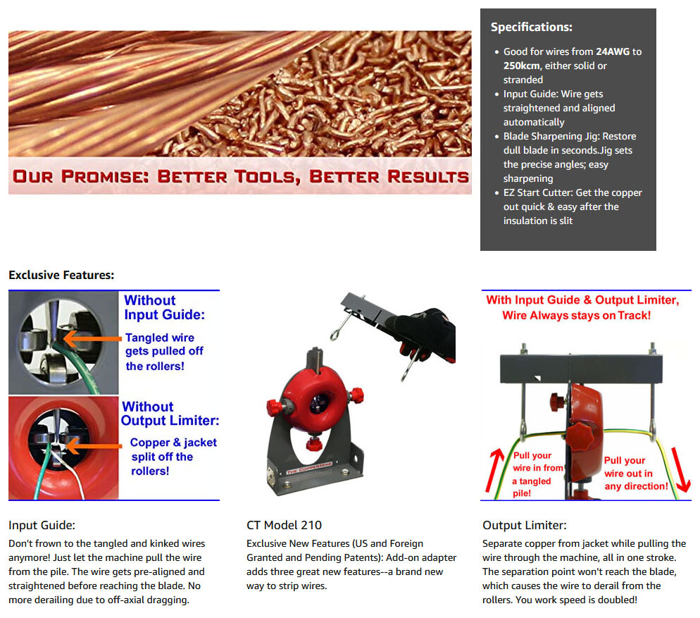 CopperMine WIRE STRIPPING MACHINE Manual Copper Wire Stripper Tool CT-210