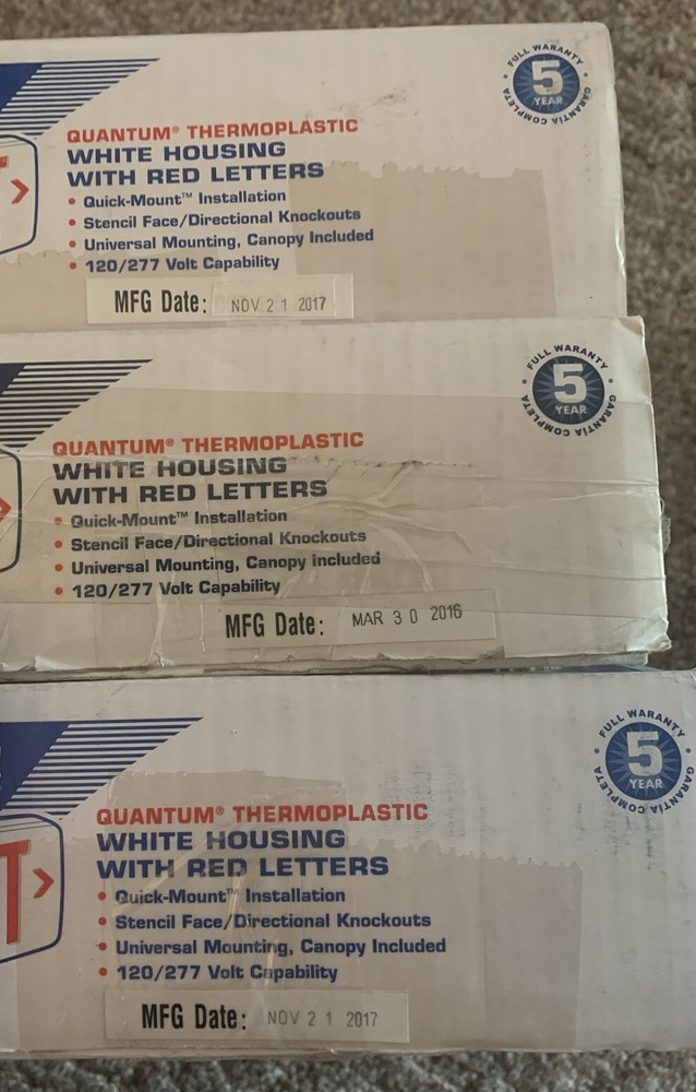 EXIT Lithonia Lighting Quantum Thermoplastic Led Emergency Red White Housing (3)