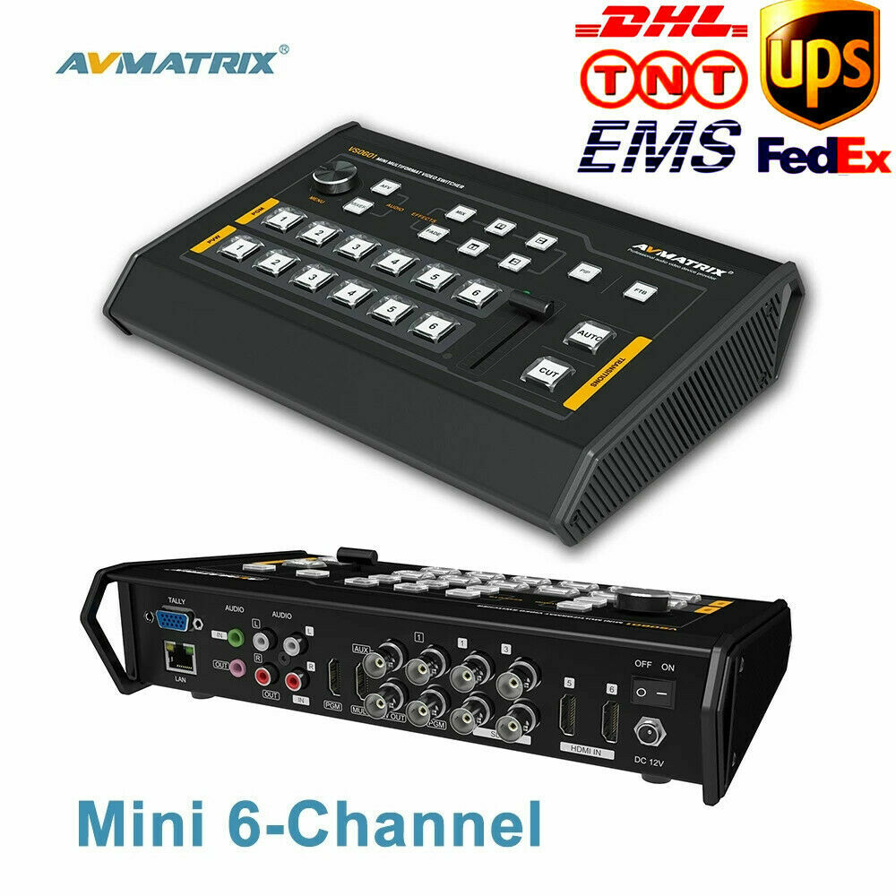 Avmatrix VS0601 6-Channel SDI-HDMI Multi-format Video Switcher T-Bar Control
