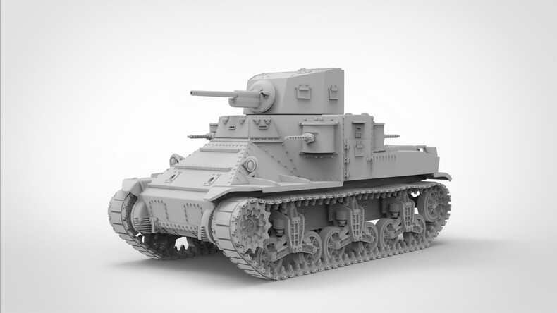 3D printed 1/72/87 American M2A1Medium Tank model unpainted kit