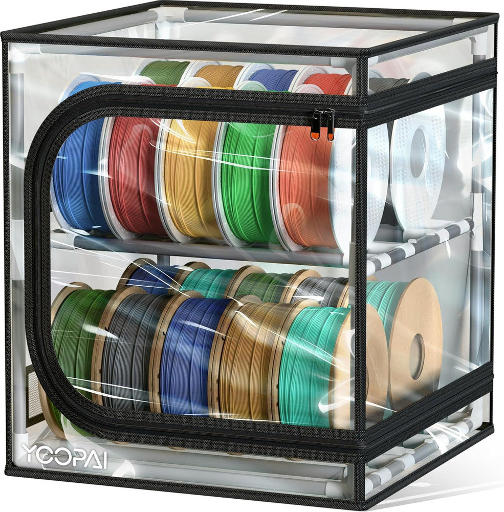 3D Printer Filament Storage Box – 2 Tier Filament Storage Rack with Transparent