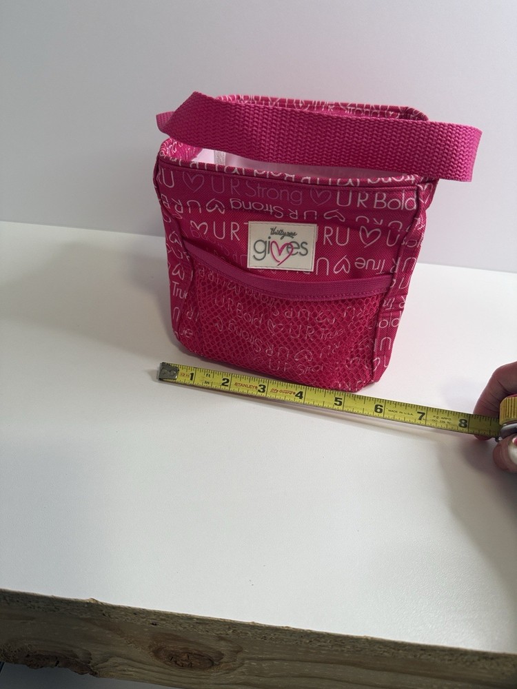 Thirty-One Insulated Lunch Bag Pink Heart Print Handle Rectangular Polyester.
