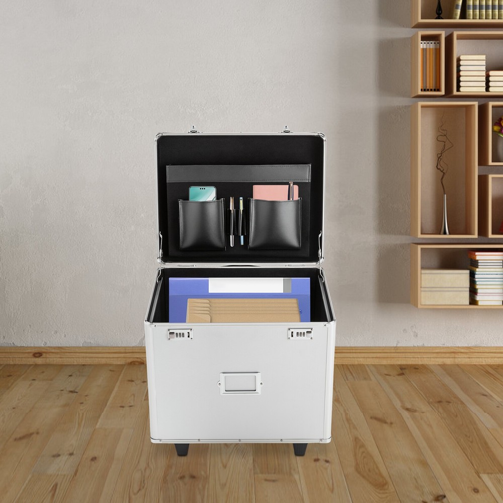 Locking Mobile Business Case, Aluminum Alloy File Lock Box, Hand pull File Case