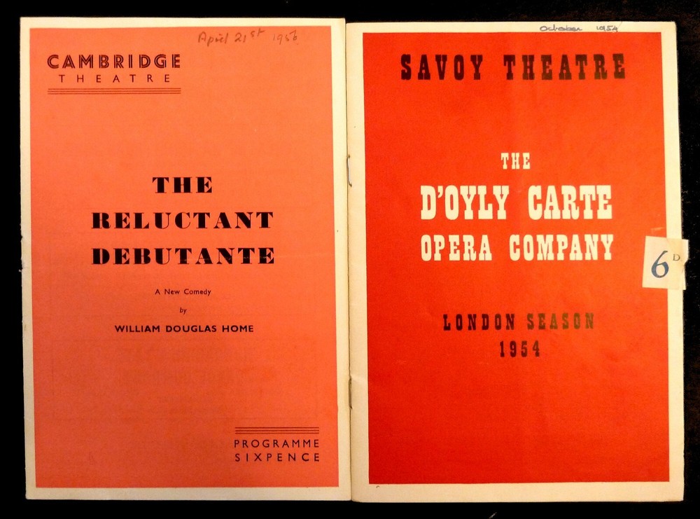 2  Old Theatre Programmes - 1950s  Cambridge & Savoy Theatres