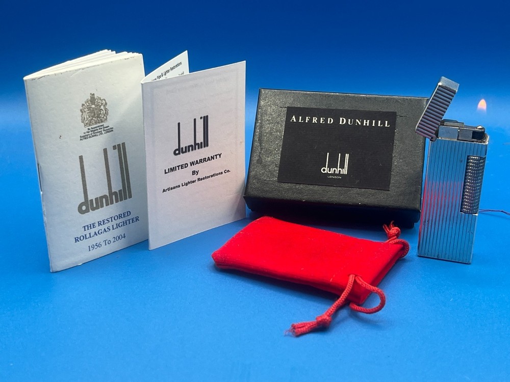 1982 Dunhill Rollagas Silver Filled Line Pattern ,Butane Lighter