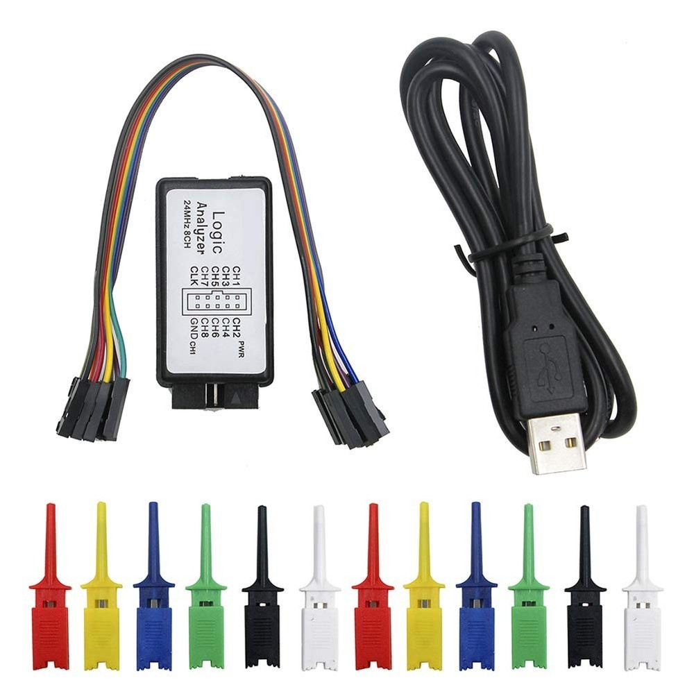 Versatile 8CH USB Logic Analyzer with 12PCS Color Clips - Compact Solution