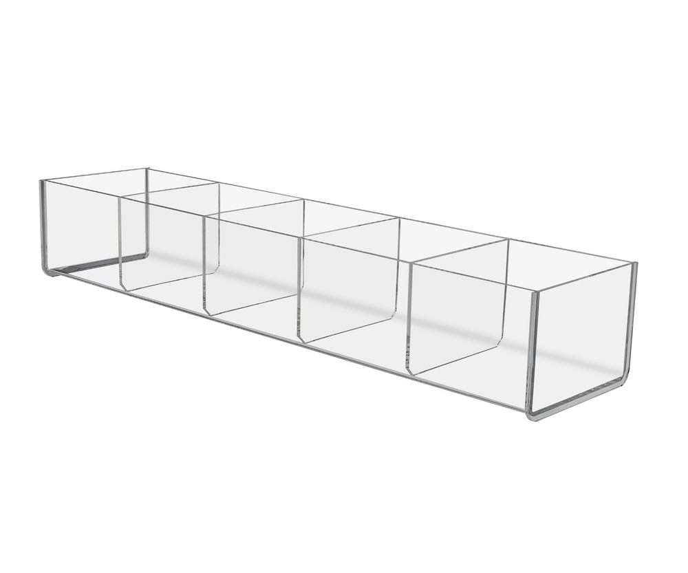 6 Pack Acrylic Retail Tray Countertop Clear 5 Compartment Display Organizer