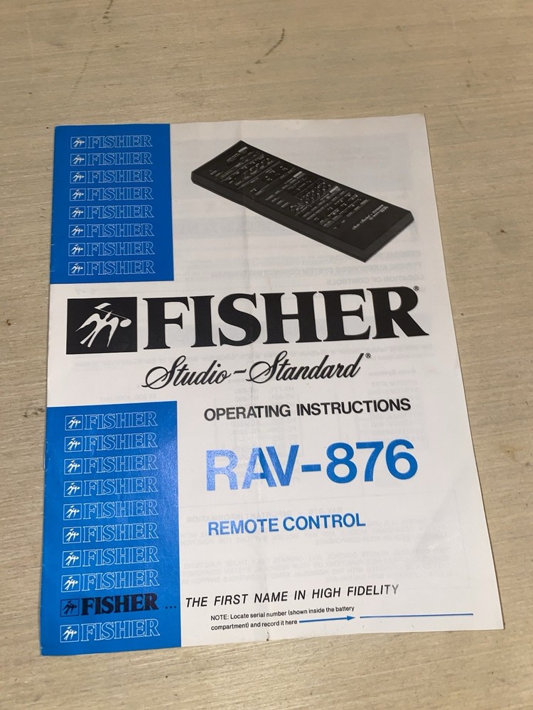 Fisher RAV-877 Remote Control Owner / User Manual *Original*