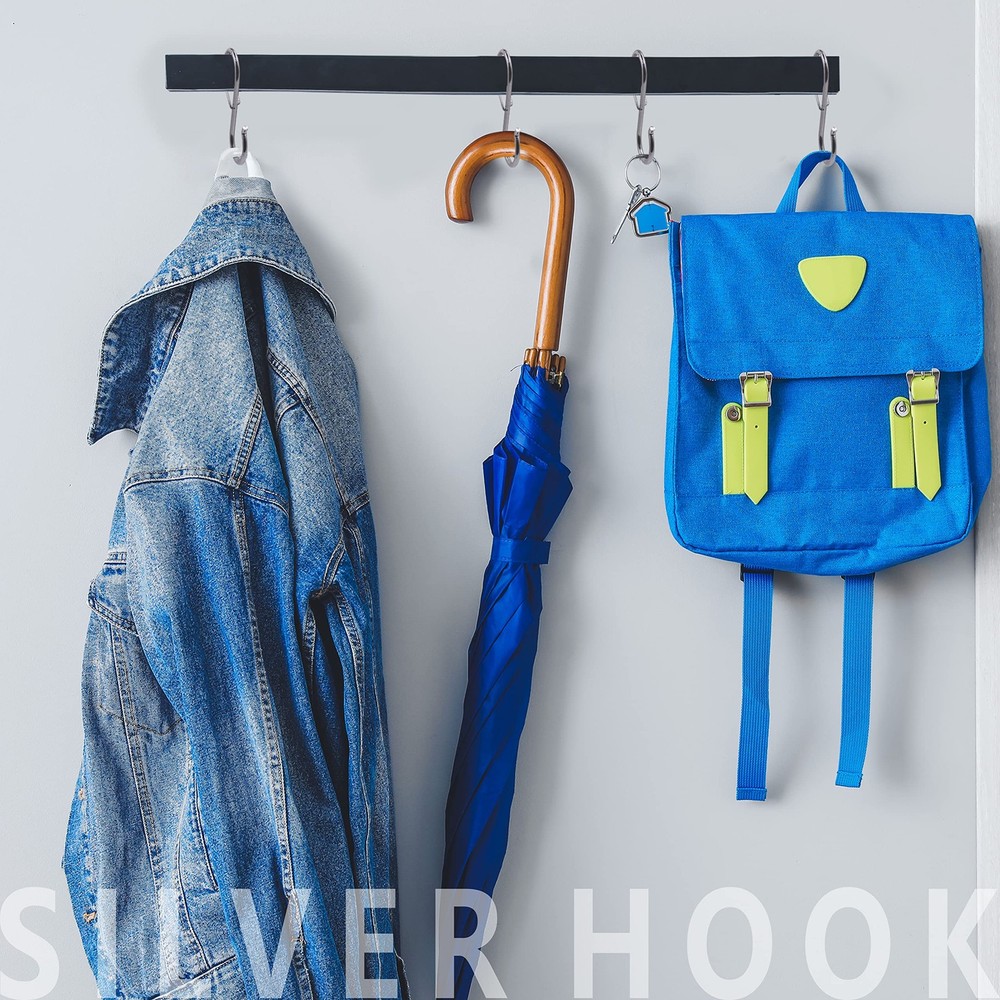 Vantasii 10 Pack S Hooks for Hanging, Rustproof S-Shaped Hook with Silver