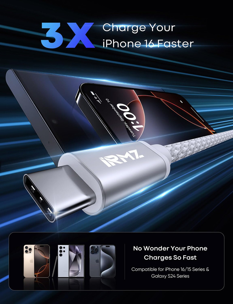 White USB C Data Cable, 3ft USB 3.0 to USB C Cable 10Gbps High Speed Data Transf