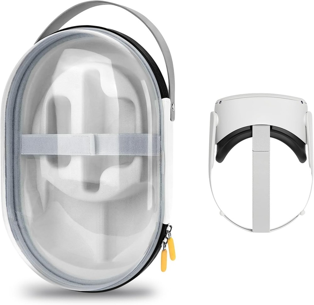 Hard Carrying Case Compatible with Meta Quest2 Protect VR Device -Compact Clear