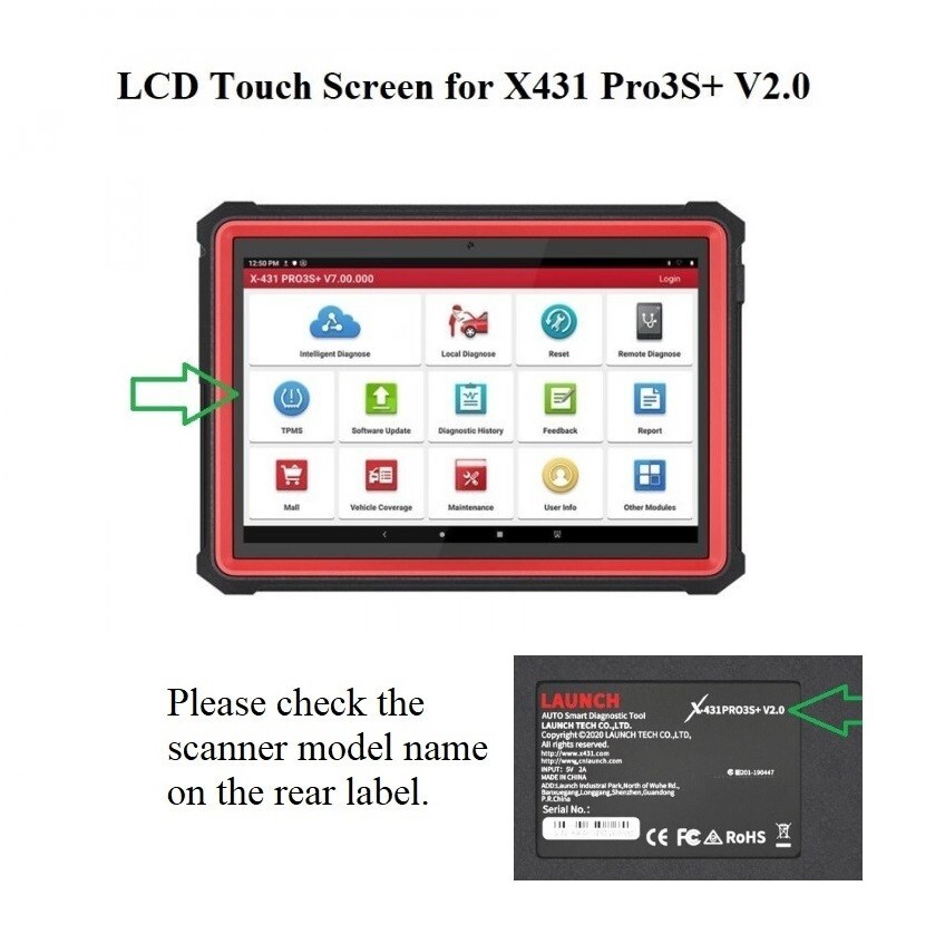 LCD Touch Screen Digitizer Replacement for LAUNCH X431 PRO3S+ V2.0 Scan Tool