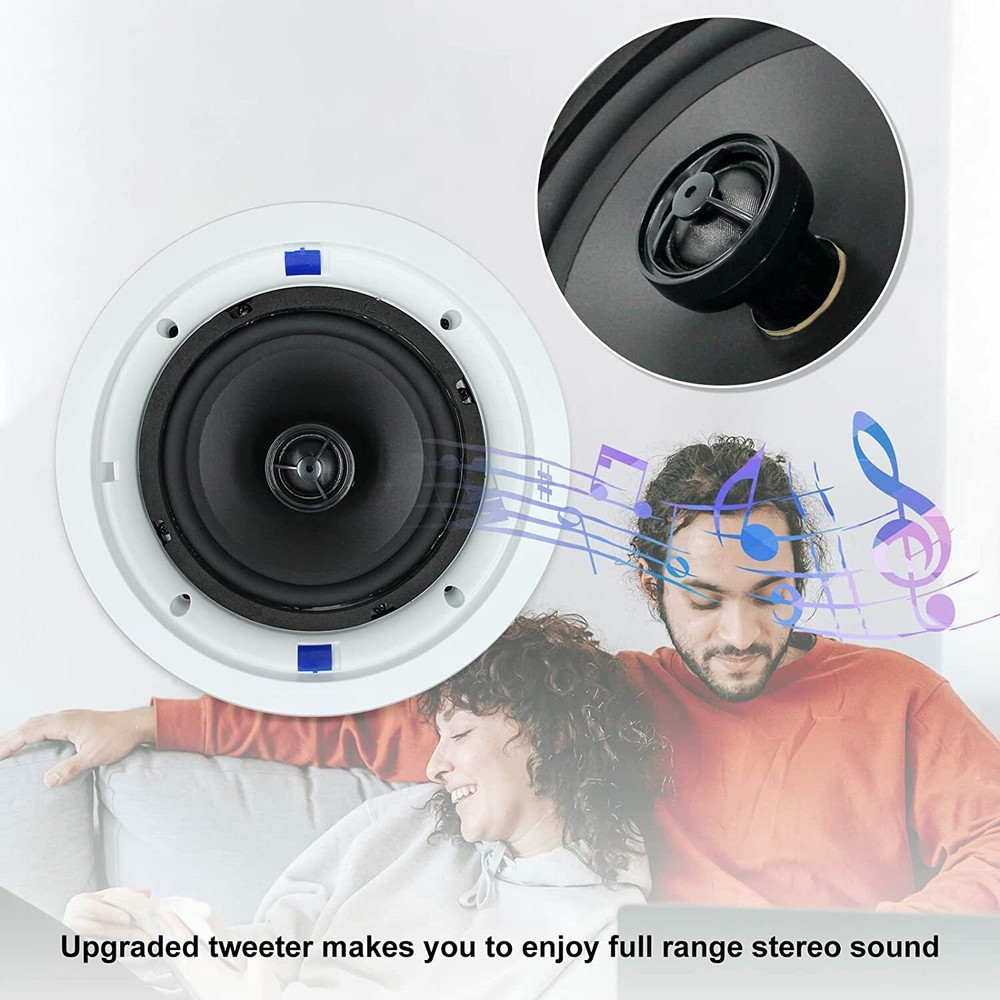 Herdio 5.25" Ceiling Wall Flush Mount Speakers Wall Mount Bluetooth Amplifier US