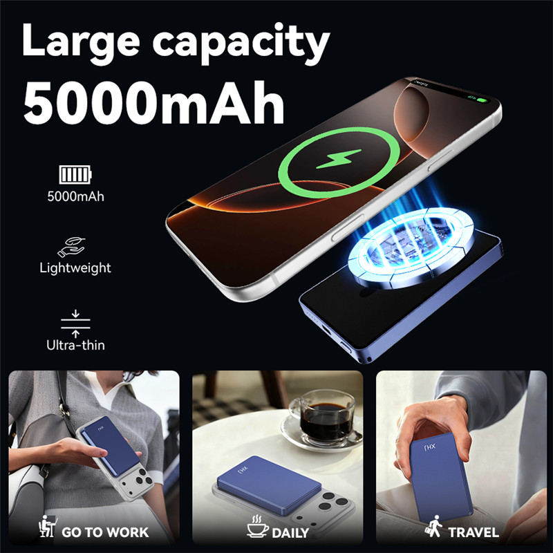 0.3″ Ultra-Slim Wireless Power Bank 5000mAh Fast Charging for iPhone Android