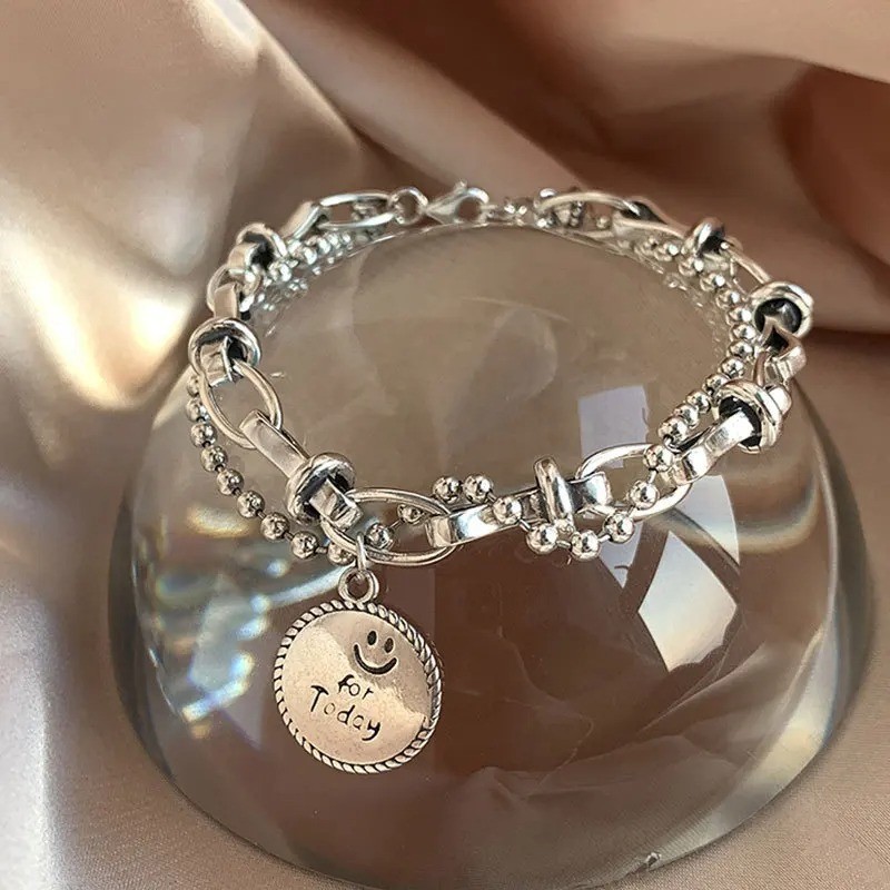 Solid 925 Sterling Silver Bracelet for Women | Vintage Handmade Simple Bangle