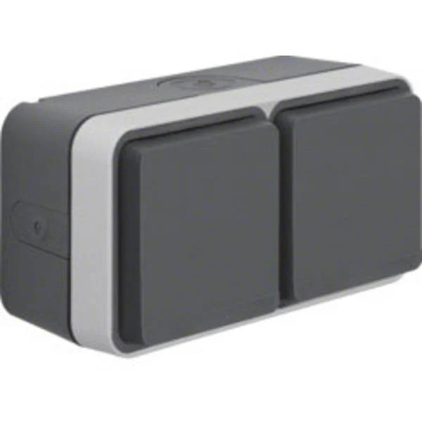 Berker 47753525 Double Surface Socket W.1 Grey, Luminescent Grey 1pc