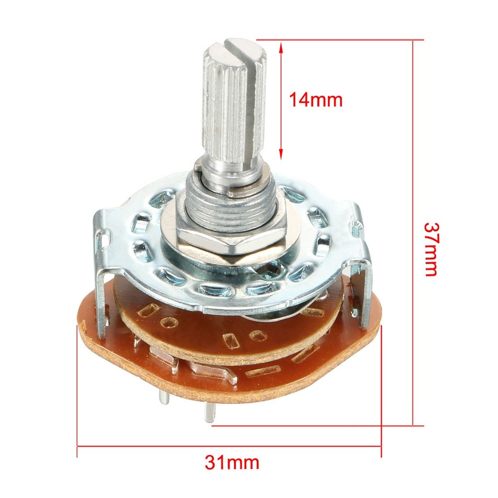 5pcs 2P4T 2 Pole 4 Position Single Deck Band Channel Rotary Switch Selector