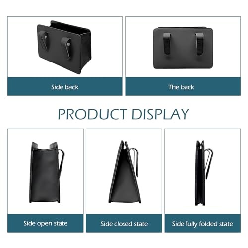 Car Trash Can, Leather Vehicle Trash Bin with 1 Roll Trash Bag, Mini Foldable