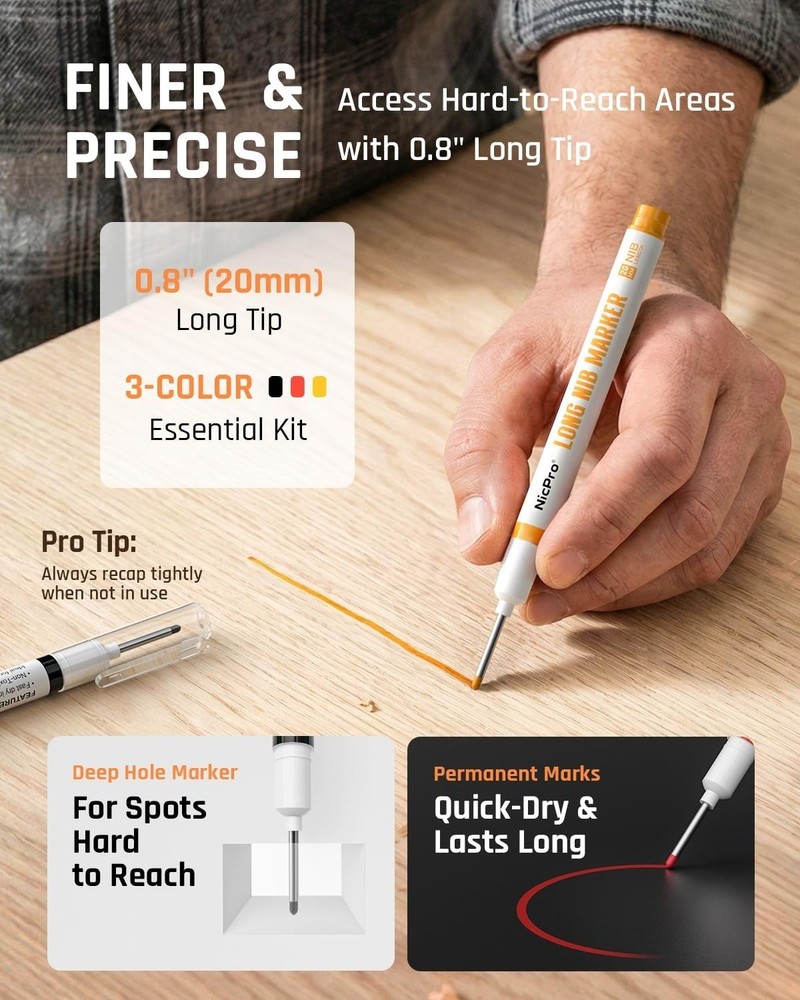 2 Pack CP1000 Carpenter Pencil with Sharpener, Mechanical Carpenter Penci