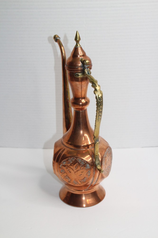 Antique Vintage Middle Eastern Copper & Brass Pitcher Ewer 13"