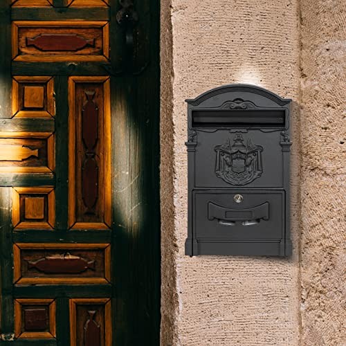 Wall Mount Mailboxes, Rust Resistant Locking Wall Mailbox for Outside, Black